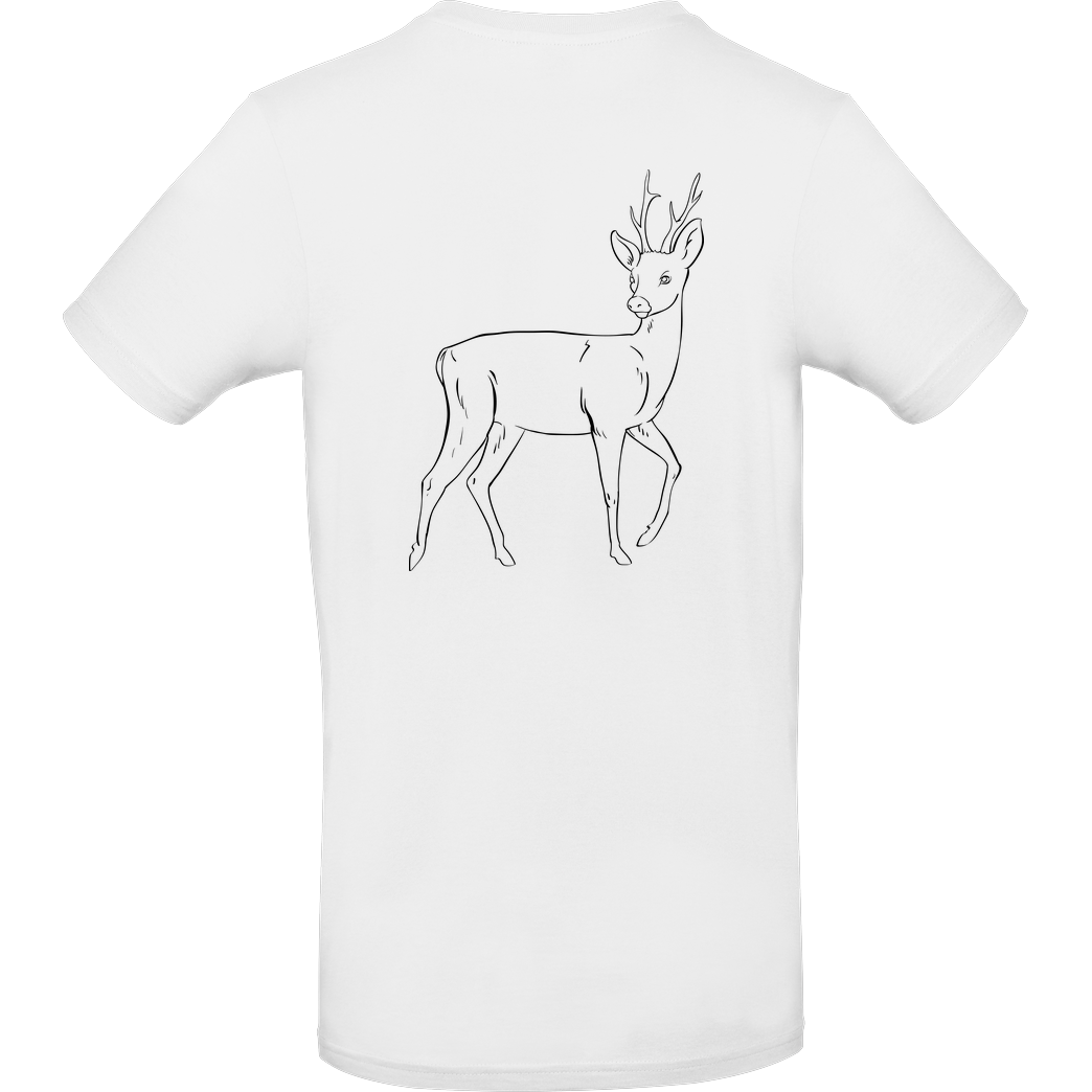 St. Hubertus Tropfen Rehbock back Logo/Schriftzug pocket T-Shirt B&C EXACT 190 - Weiß