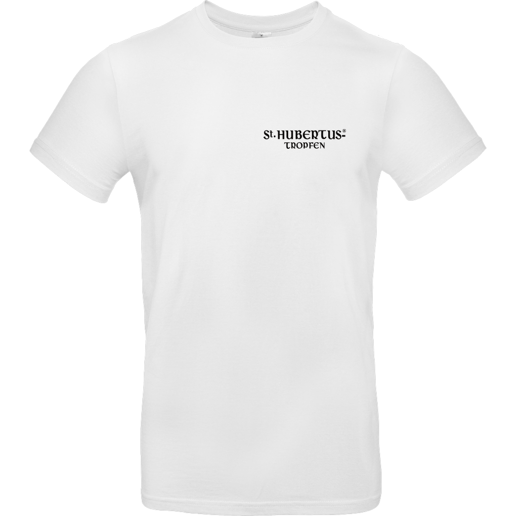 St. Hubertus Tropfen Rehbock back Logo/Schriftzug pocket T-Shirt B&C EXACT 190 - Weiß