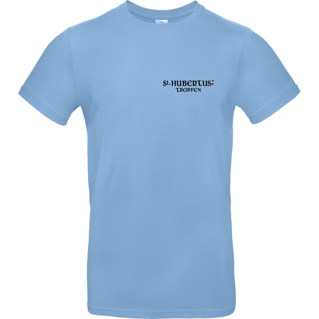St. Hubertus Tropfen Rehbock back Logo/Schriftzug pocket T-Shirt B&C EXACT 190 - Hellblau