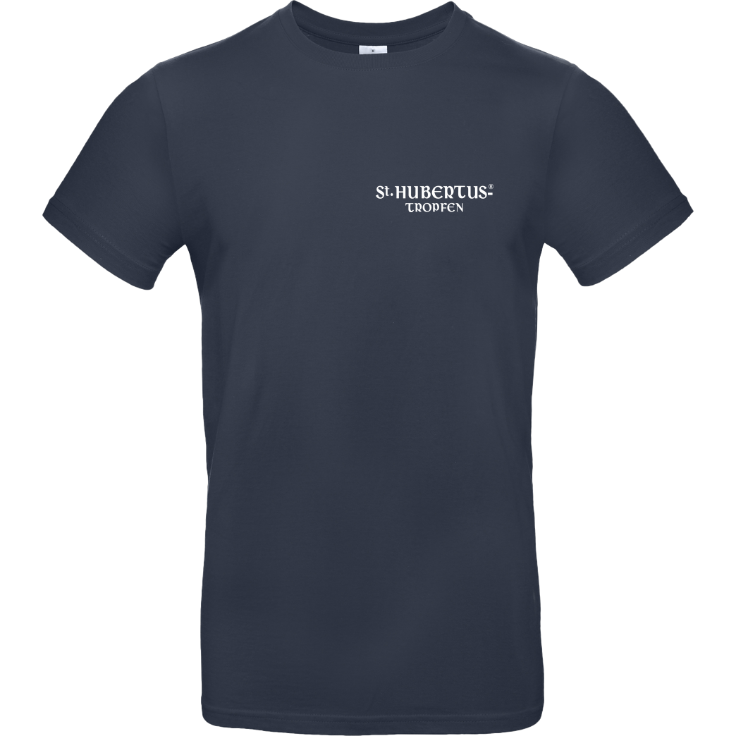 St. Hubertus Tropfen Rehbock back Schriftzug Pocket T-Shirt B&C EXACT 190 - Navy