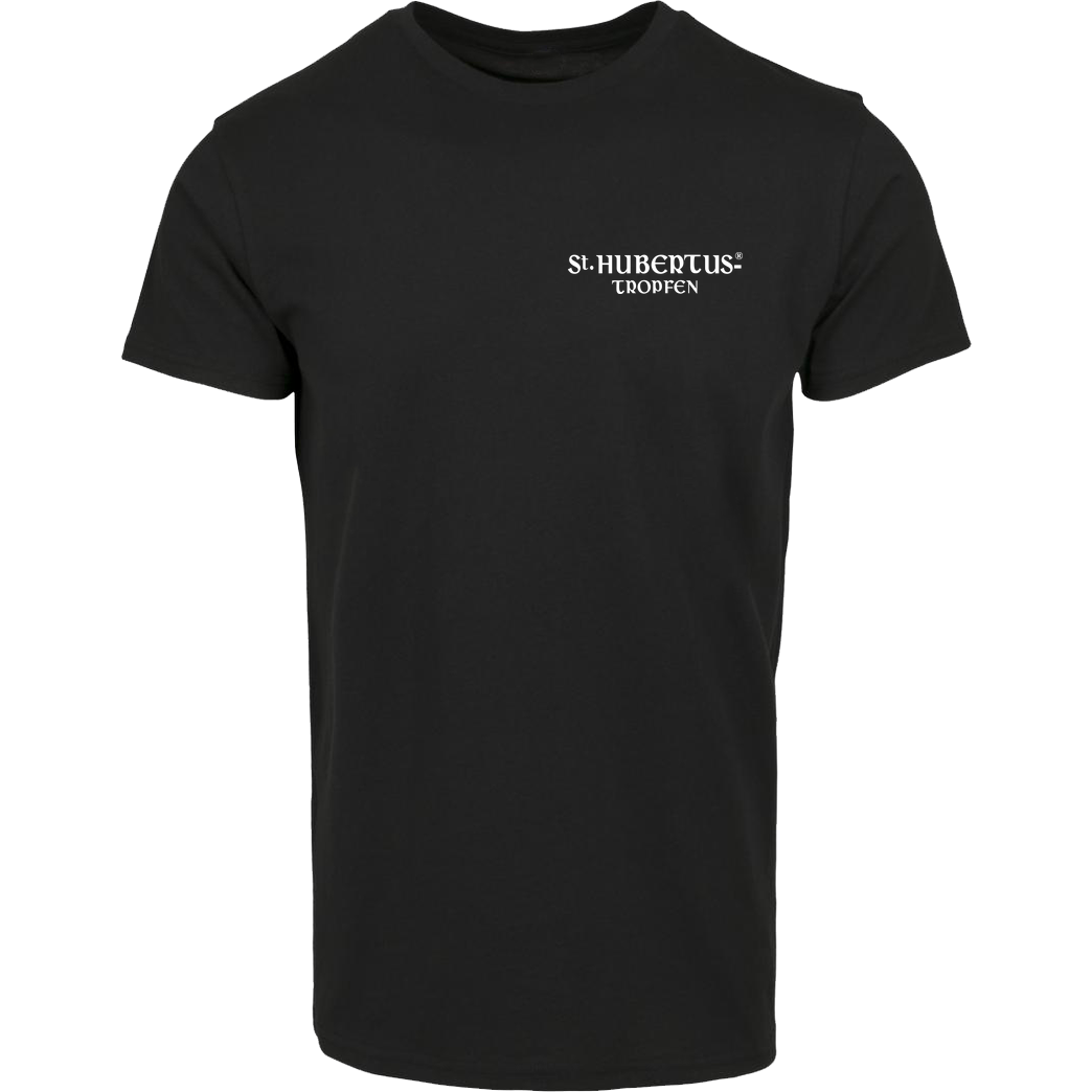 St. Hubertus Tropfen Rehbock back Schriftzug Pocket T-Shirt Hausmarke T-Shirt  - Schwarz