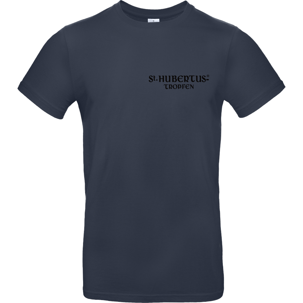 St. Hubertus Tropfen Rehbock Backprint - Schriftzug Pocket T-Shirt B&C EXACT 190 - Navy