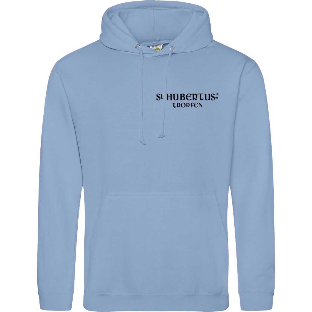 St. Hubertus Tropfen Rehbock Backprint - Schriftzug Pocket Sweatshirt JH Hoodie - Hellblau