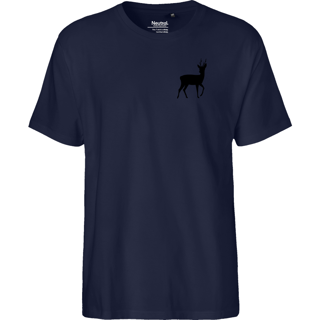 St. Hubertus Tropfen Rehbock Pocketdruck T-Shirt Fairtrade T-Shirt - navy