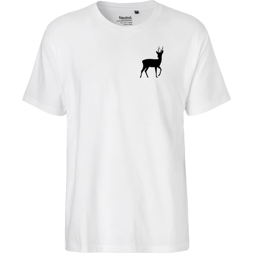 St. Hubertus Tropfen Rehbock Pocketdruck T-Shirt Fairtrade T-Shirt - weiß