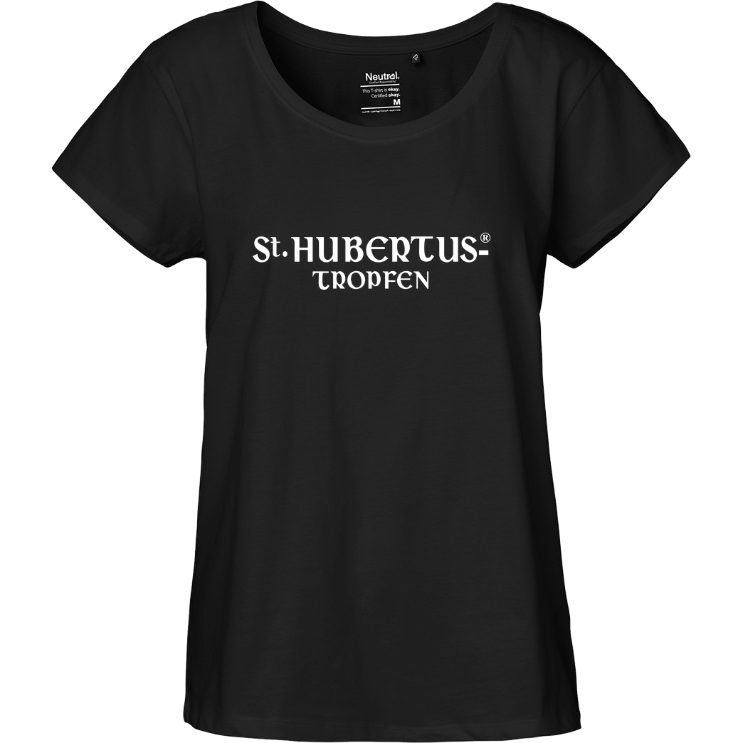 St. Hubertus Tropfen St. Hubertus - Logo T-Shirt Fairtrade Loose Fit Girlie - schwarz