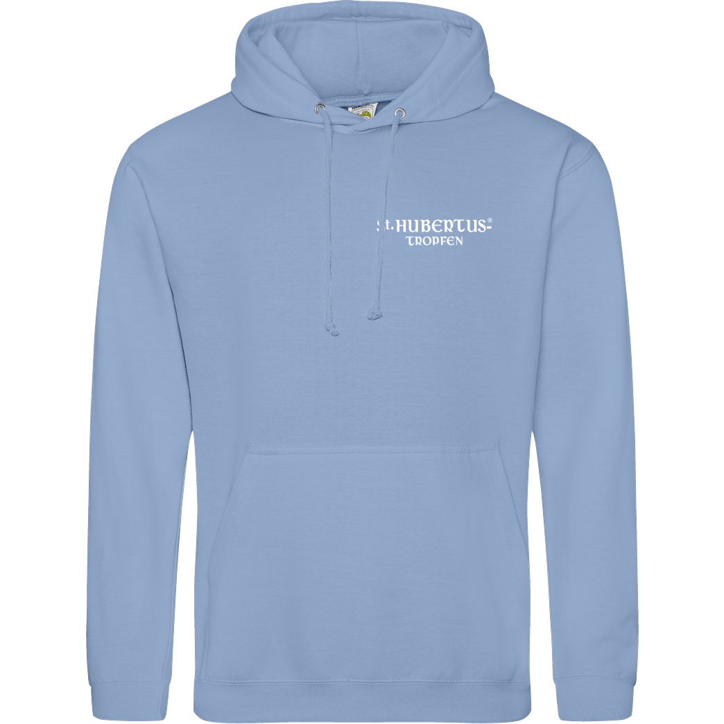 St. Hubertus Tropfen Rehbock Backprint - Schriftzug Pocket Sweatshirt JH Hoodie - sky blue
