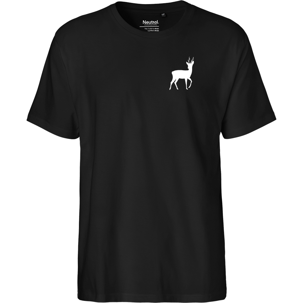 St. Hubertus Tropfen Rehbock Pocketdruck T-Shirt Fairtrade T-Shirt - black