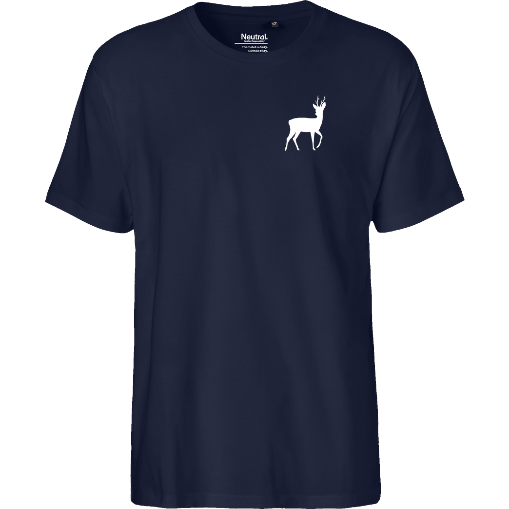 St. Hubertus Tropfen Rehbock Pocketdruck T-Shirt Fairtrade T-Shirt - navy